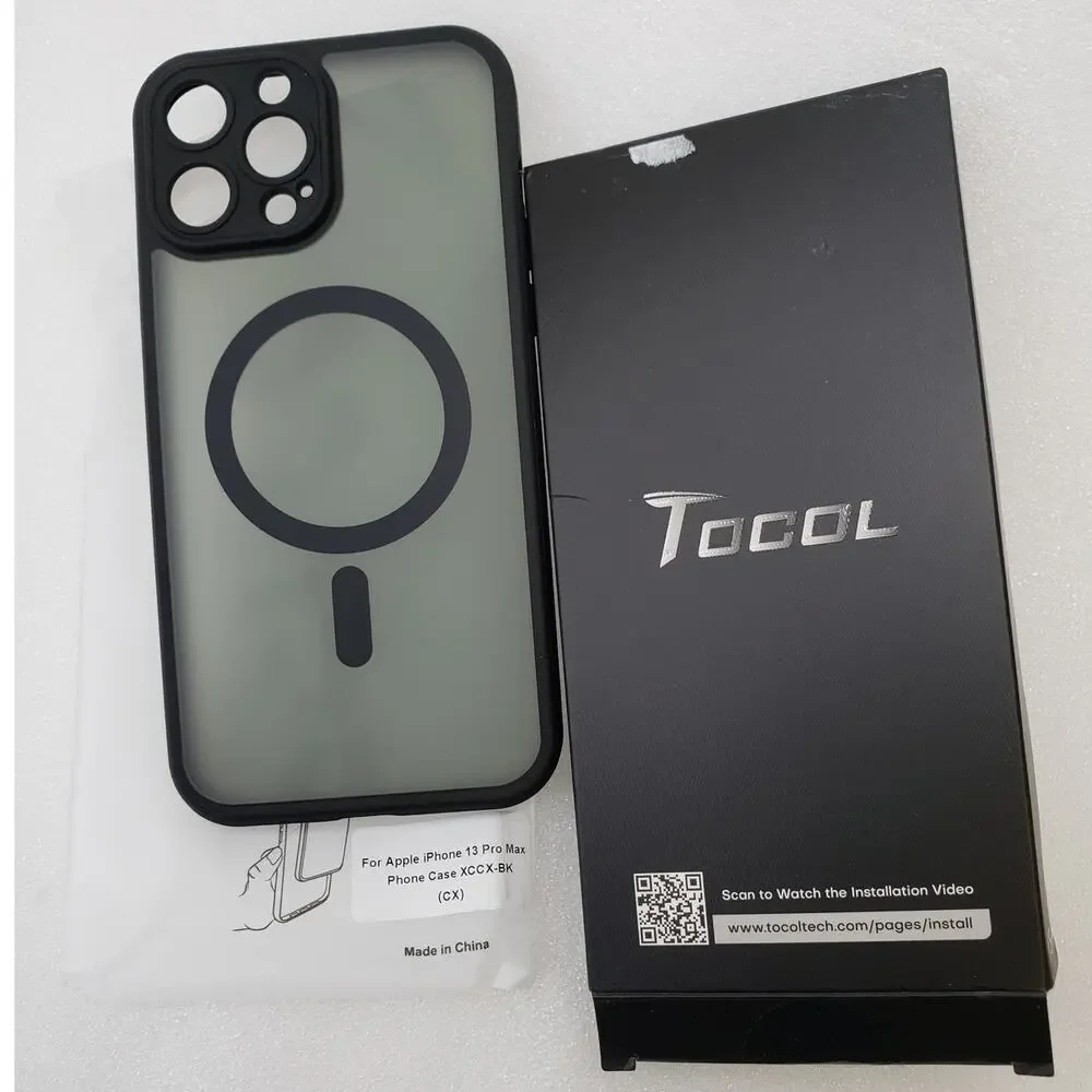 TOCOL Magnetic Case for Apple iPhone 13 Pro Max - Frosted Black / Translucent